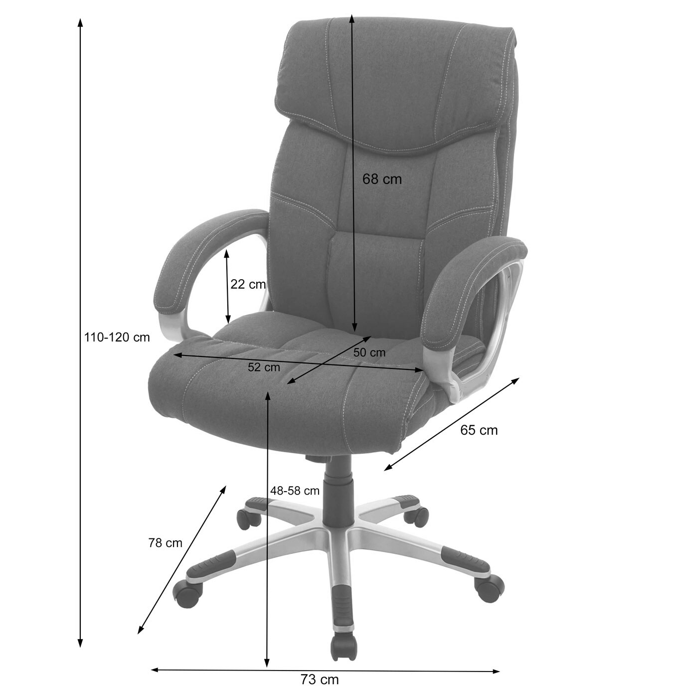 Bürostuhl MCW-A71, Chefsessel Drehstuhl, Kunstleder ~ taupe-grau-grau