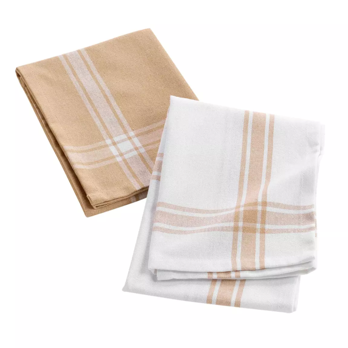 Lot de 2 torchons coton recyclé Cuisiline Beige