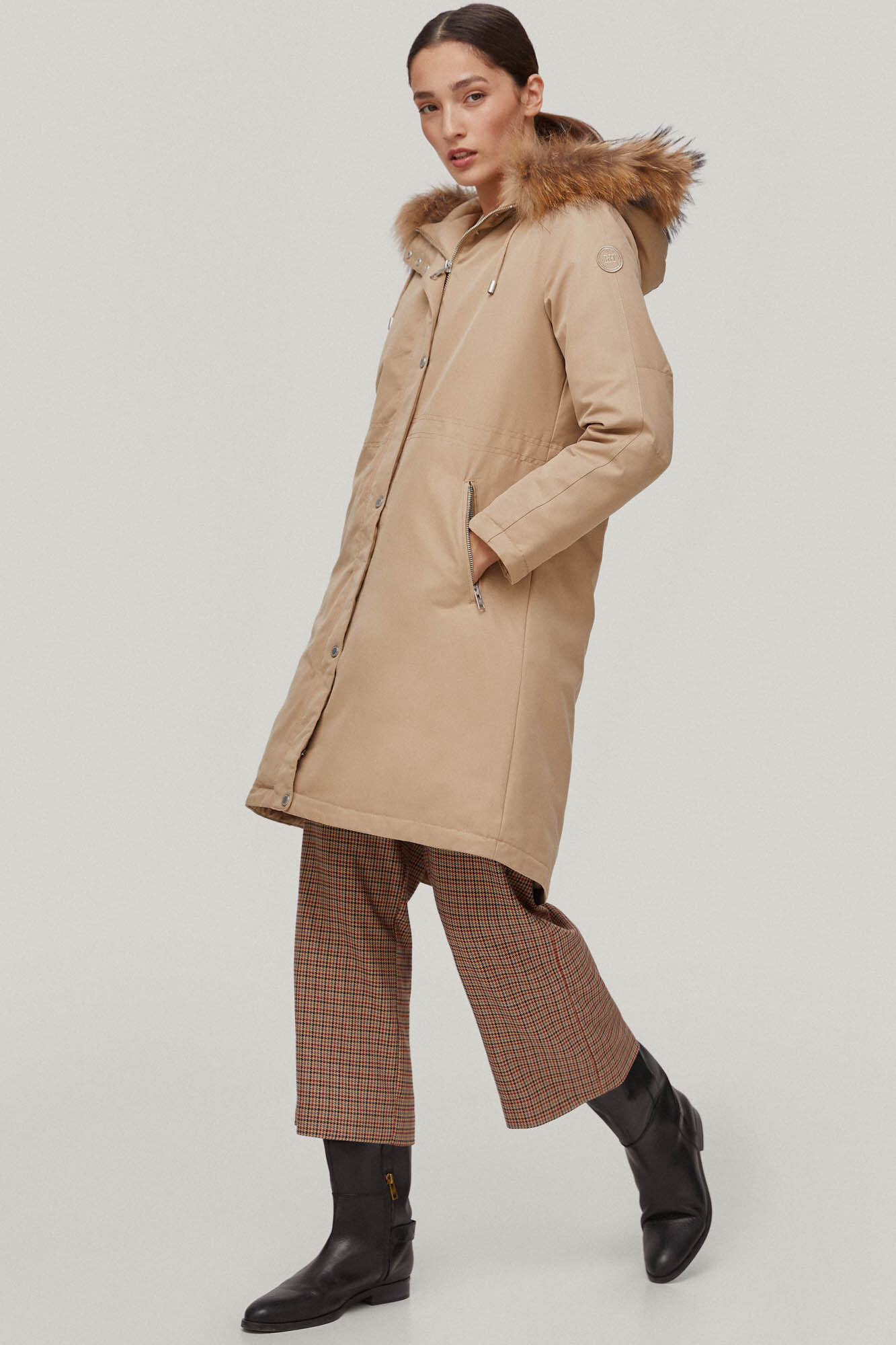 Parka de algodão com capuz - Bege