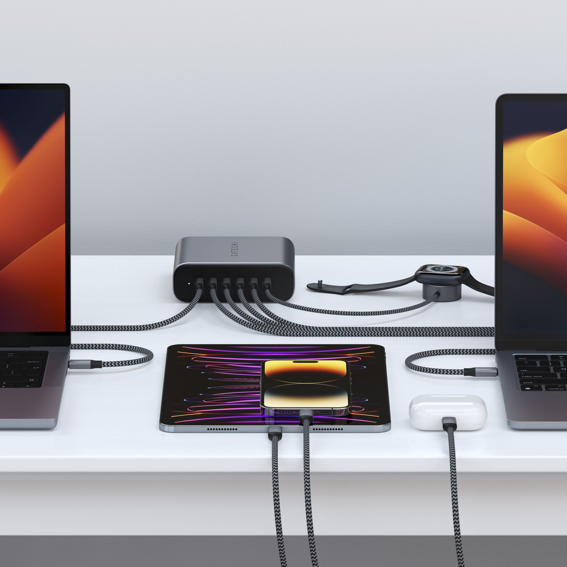 (200W) 6x USB C GaN Ladegerät Universal Ladestation PD 3.1 (ST-C200GM-EU) - Space Gray
