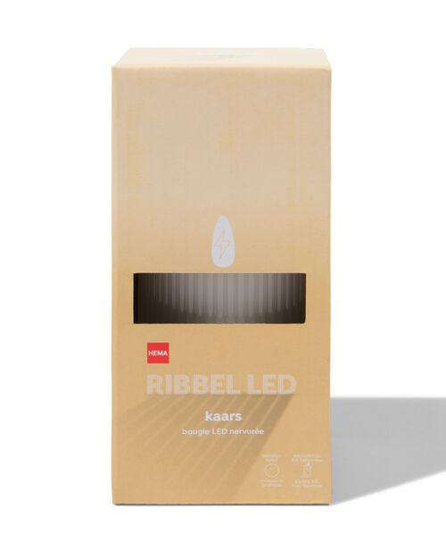 bougie nervurée LED avec cire Ø7.5x15 ivoire
