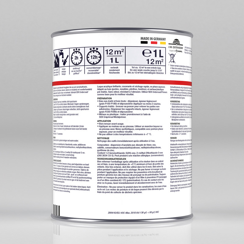 Bridex SDX Lacquer lak acryl 1L RAL9010 hoogglans