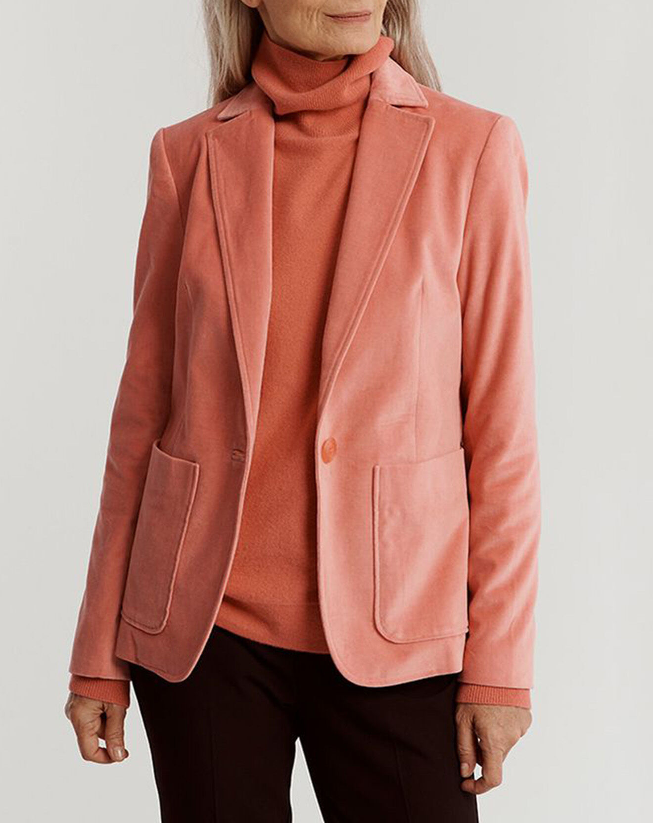 Devernois Veste blazer en Velours de Coton Bologo rose
