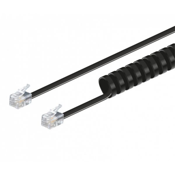 Mgr Cabo de Telefone em Espiral rj10 Macho Black 2.1m - WIR150