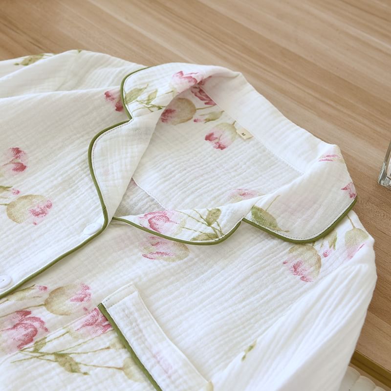 MelMount - Pyjamaset: Bloemenshirt + Broek