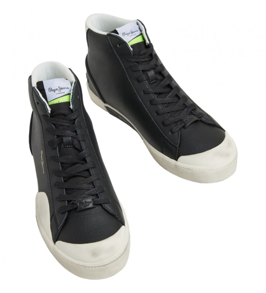 Tênis Pepe Jeans Kenton Vintagehigh de couro, tamanho M, preto