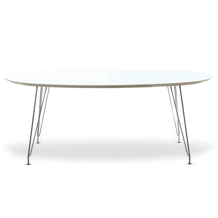 Andersen Furniture - DK10 Ausziehtisch oval, verchromt / weiss
