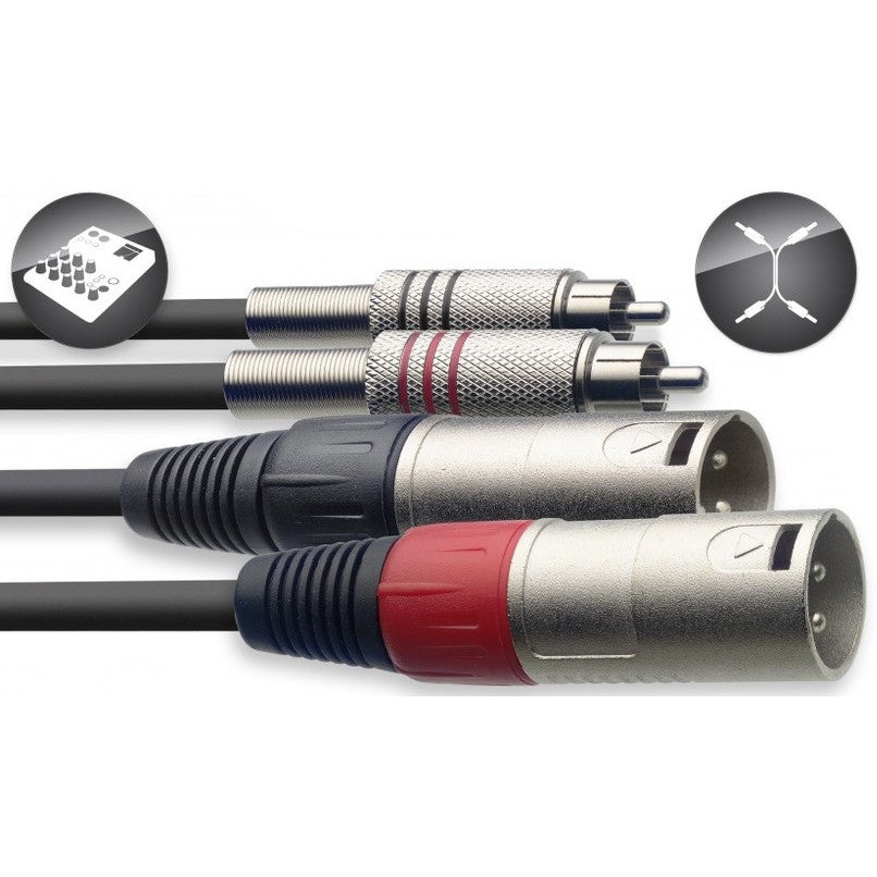 Stagg STC060CMXM 2x XLR naar 2x RCA verloopkabel 60cm