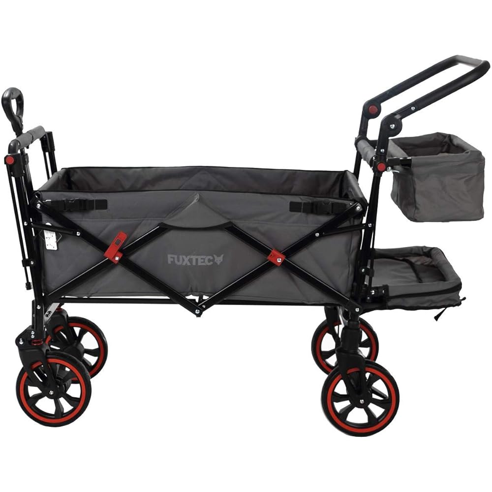 Fuxtec Chariot Premium Cruiser Gris, L'Original, Chariot de Jardin Pliable Pour Enfants, Transport, Plage, Ville, Forêt, à Tirer ou à Pousser, Capacité De Charge 75 kg : Jardin