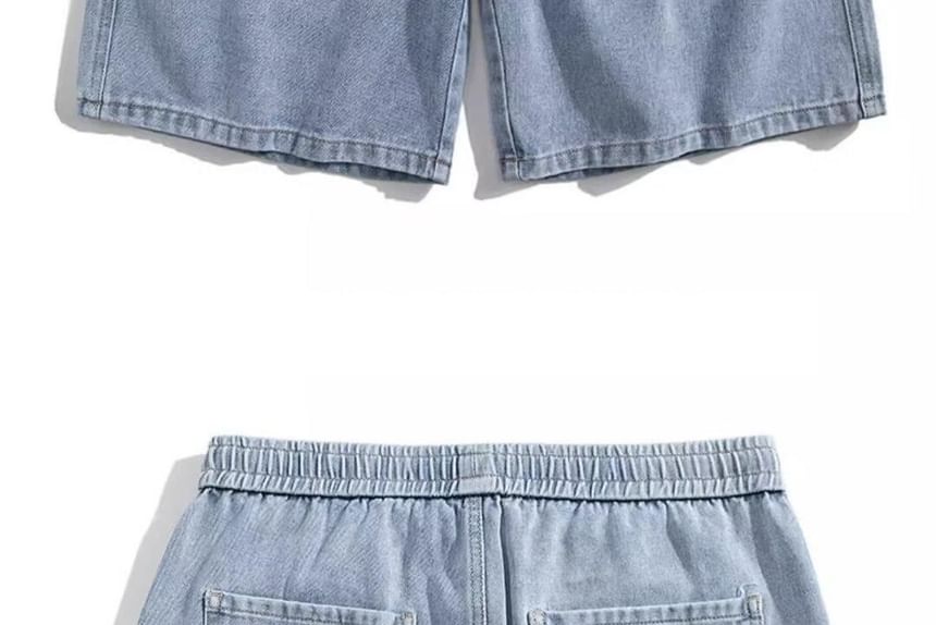 Urtishia - Denim shorts met trekkoordtaille