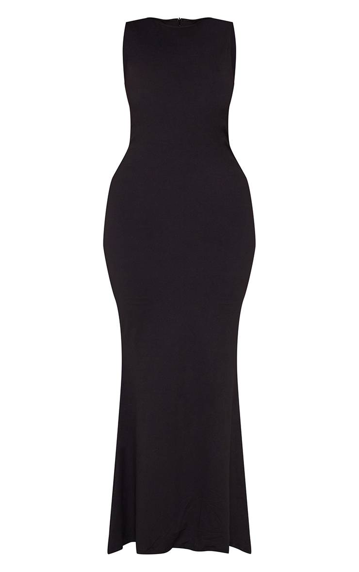 Noir Robe Maxi Fourreau Col Bateau Avec Gaine Sculptante Intégrée