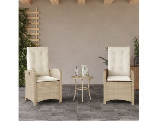 VIDAXL - Chaises inclinables de jardin lot de 2 et coussins beige rot...