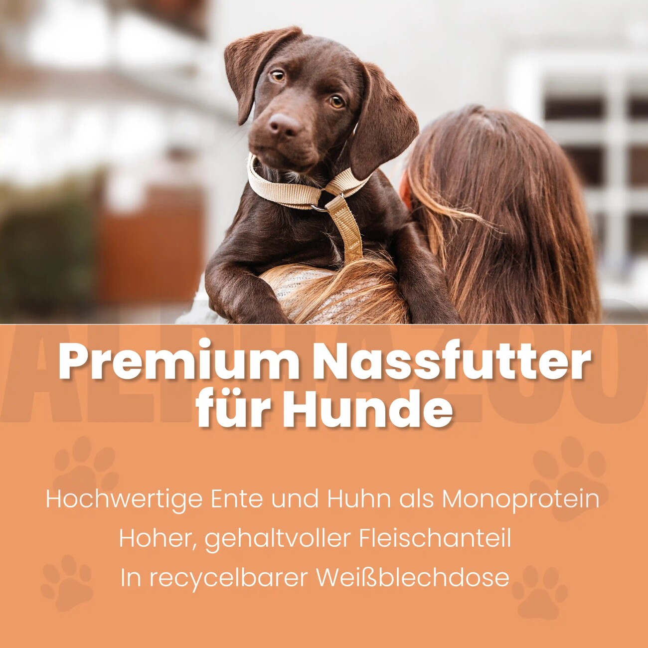 ALPHAZOO Nassfutter Ente + Huhn 6 x 400g für Hunde