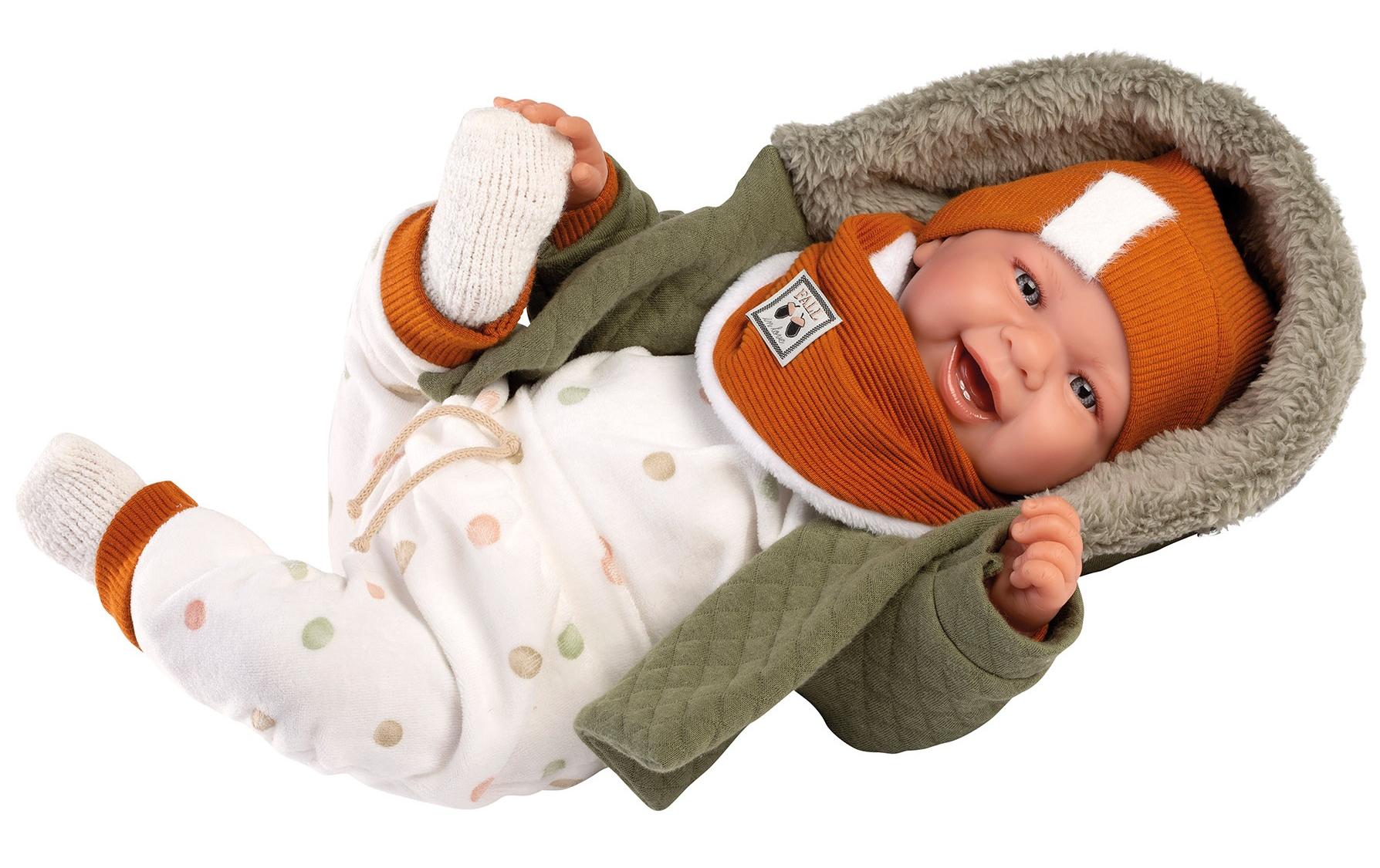 Babypuppe Junge fröhlich 44 cmWeichkörperpuppe