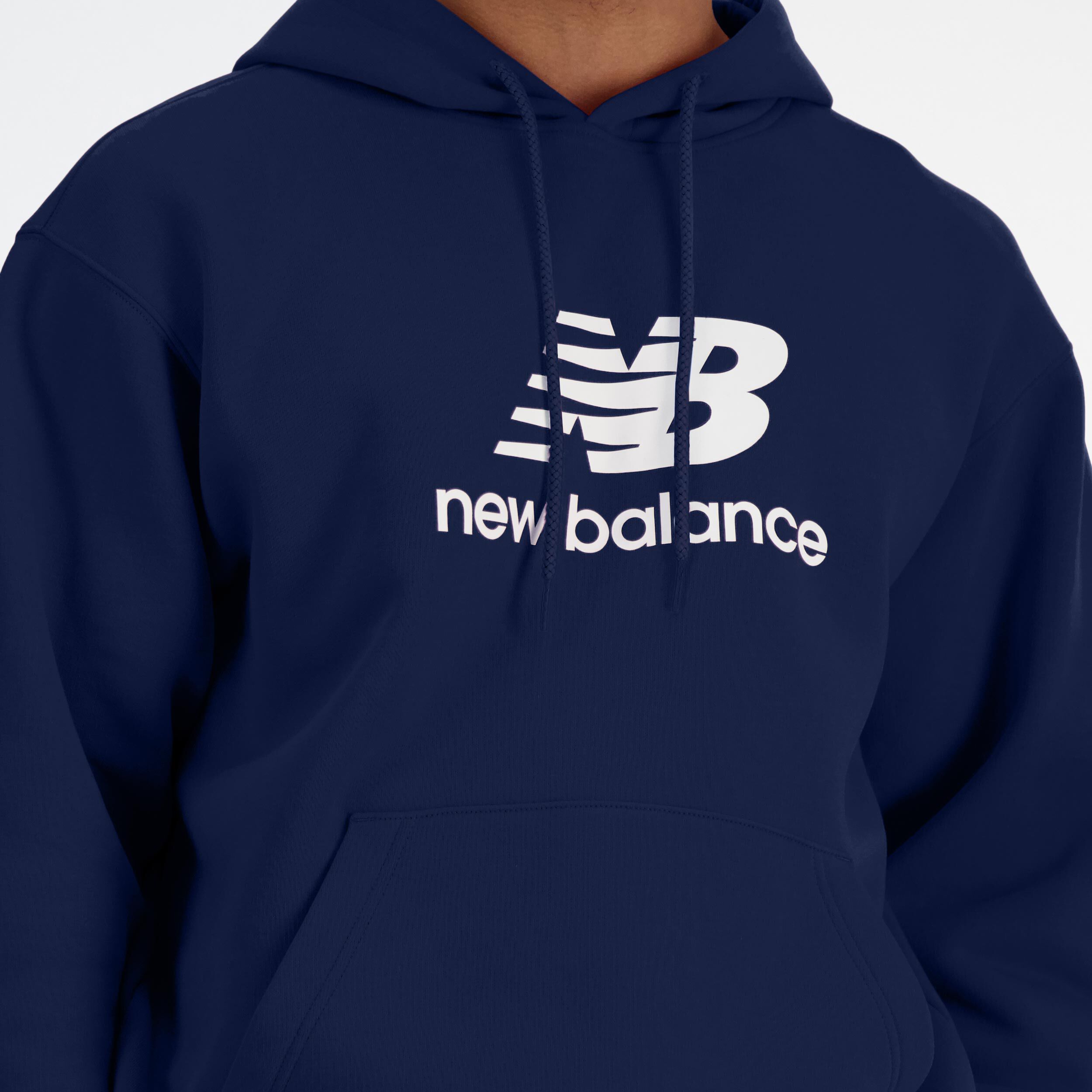 New Balance Logo French Terry Hoodie Sweat À Capuche Hommes - Bleu Foncé