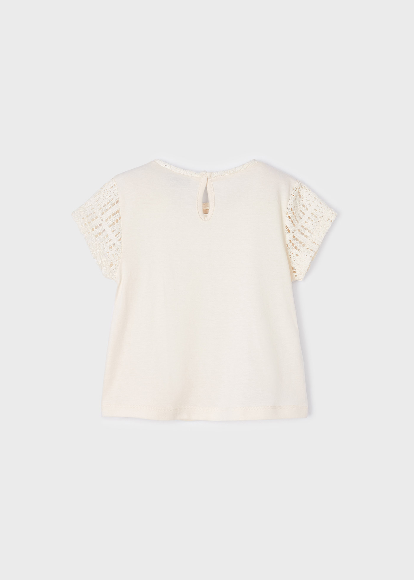 Camiseta de algodão de manga curta com apliques para meninas