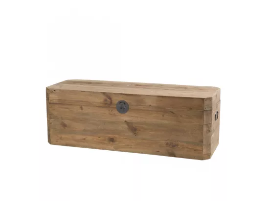 ANDRIAN - Coffre rangement marron bois Pin recyclé poignées métal noir