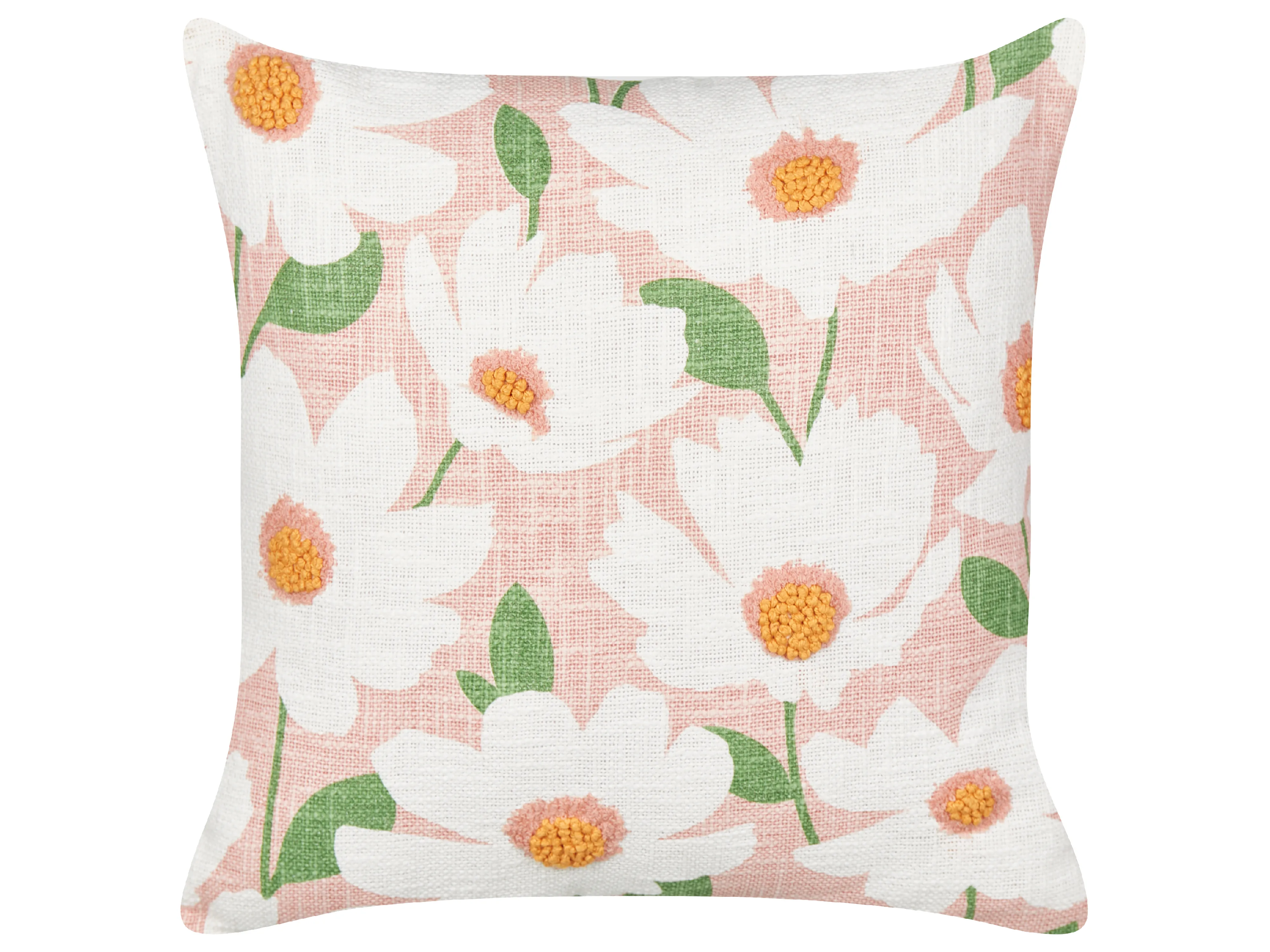Set van 2 sierkussens JATROPHA Katoen 45 x 45 cm Roze bloempatroon