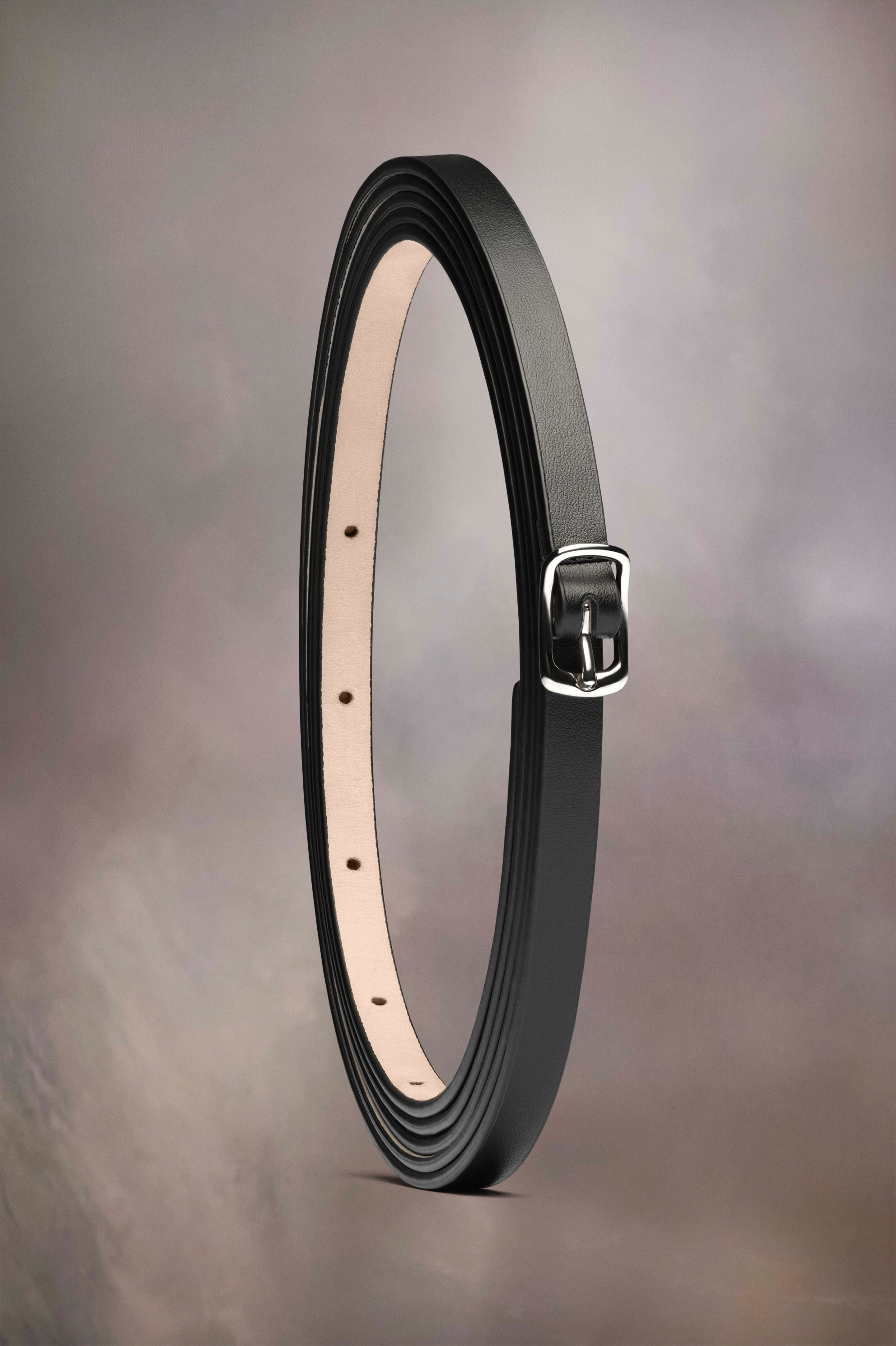 Ceinture Slim En Cuir Noir