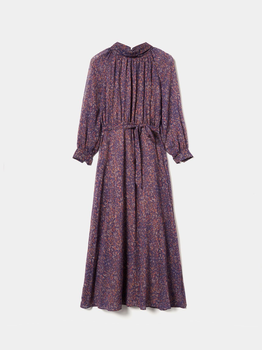 Vestido estampado mangas abalonadas