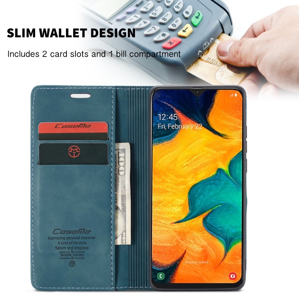 Samsung Galaxy A40 Leder Tasche Flip Wallet Etui mit Kartenfächern - Blaugrün