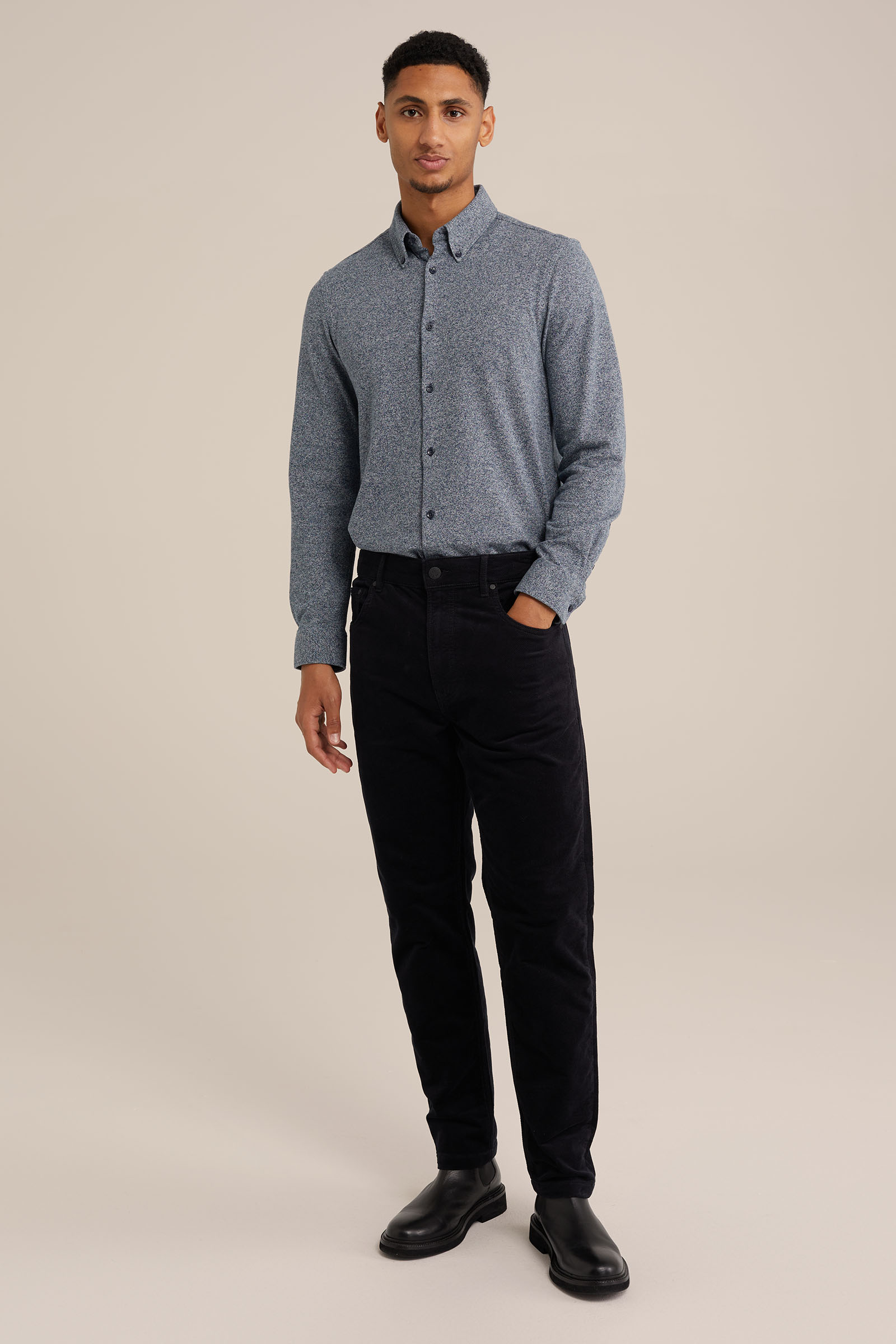 tapered fit broek van corduroy Van Gils Donkerblauw