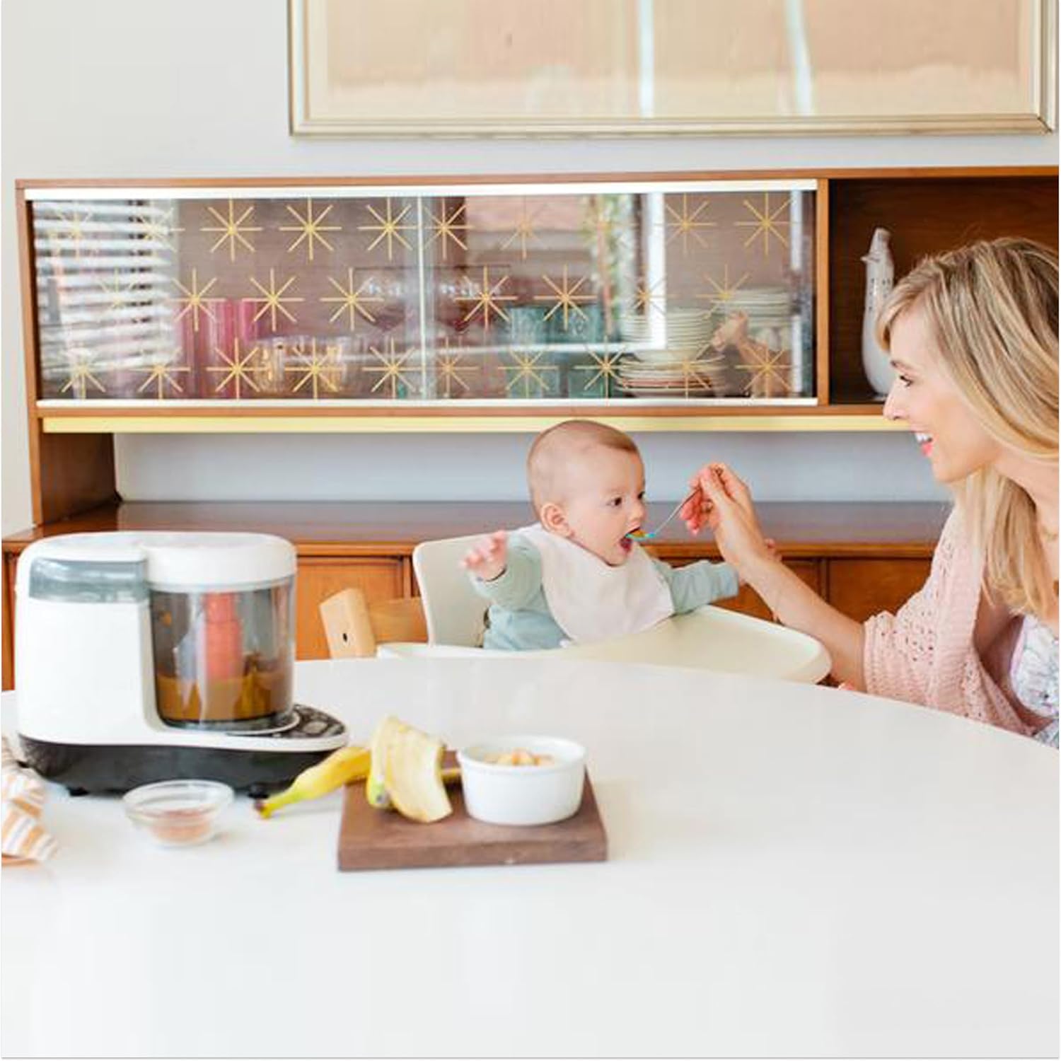 Baby Brezza Food Maker Deluxe – Dampfgarer & Mixer für Babynahrung – 3-in-1 (Dampfen, Pürieren, Kombi) – 800ml – BPA-frei – Inkl. Beutel & Trichter – Babykostzubereiter mit LCD-Display