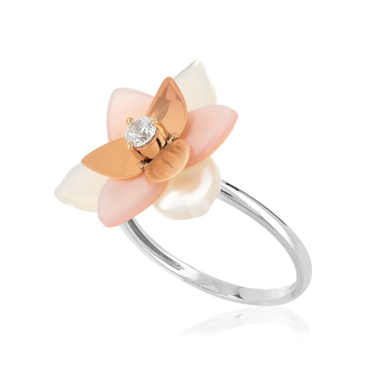 Bague 2 ors 375 nacres zirconia
