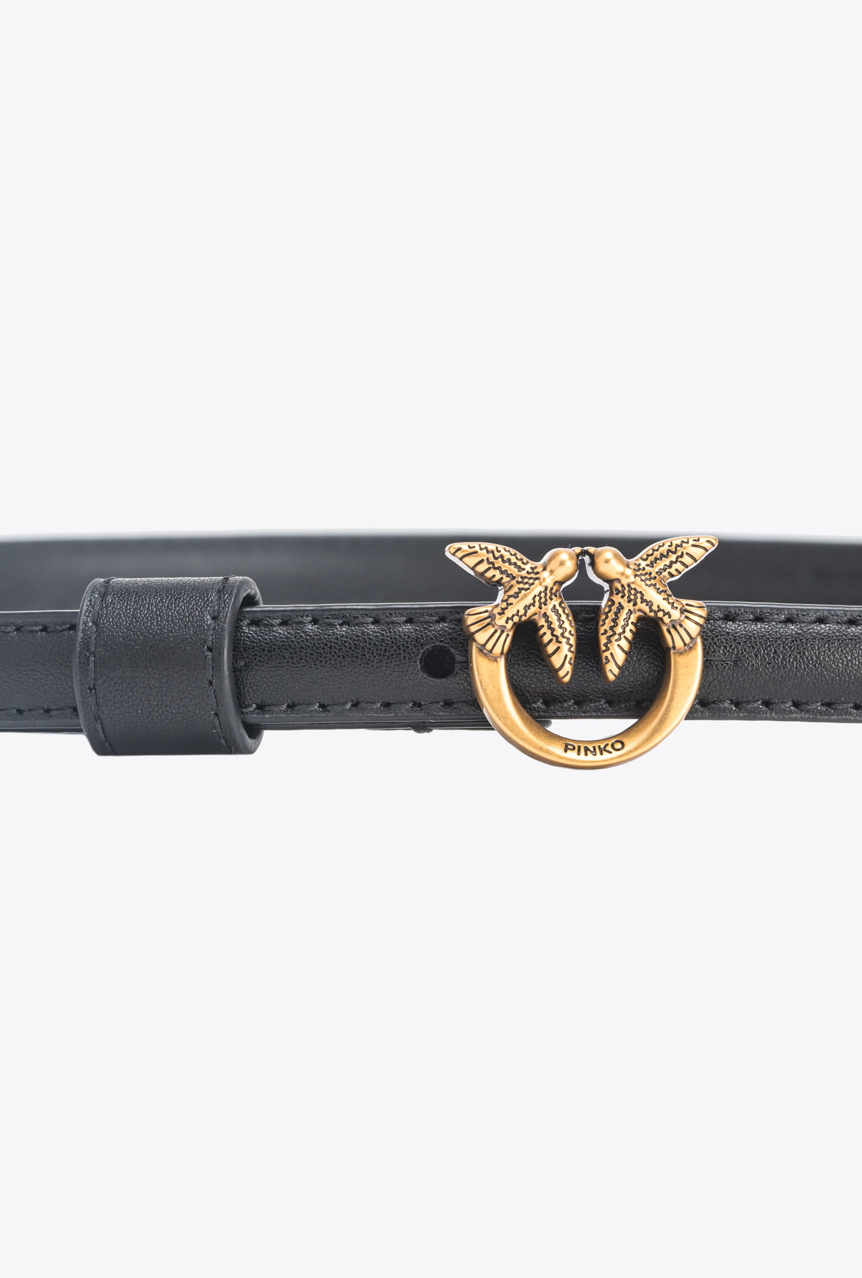 Fine ceinture avec boucle love birds | Noir