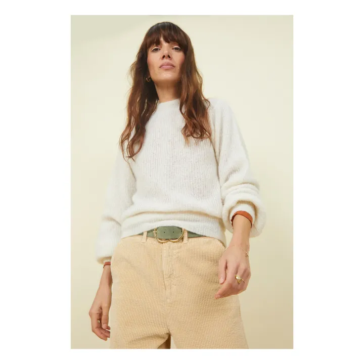 SMALLABLE BASICS Pull Femme Col Rond Alpaga | Blanc cassé