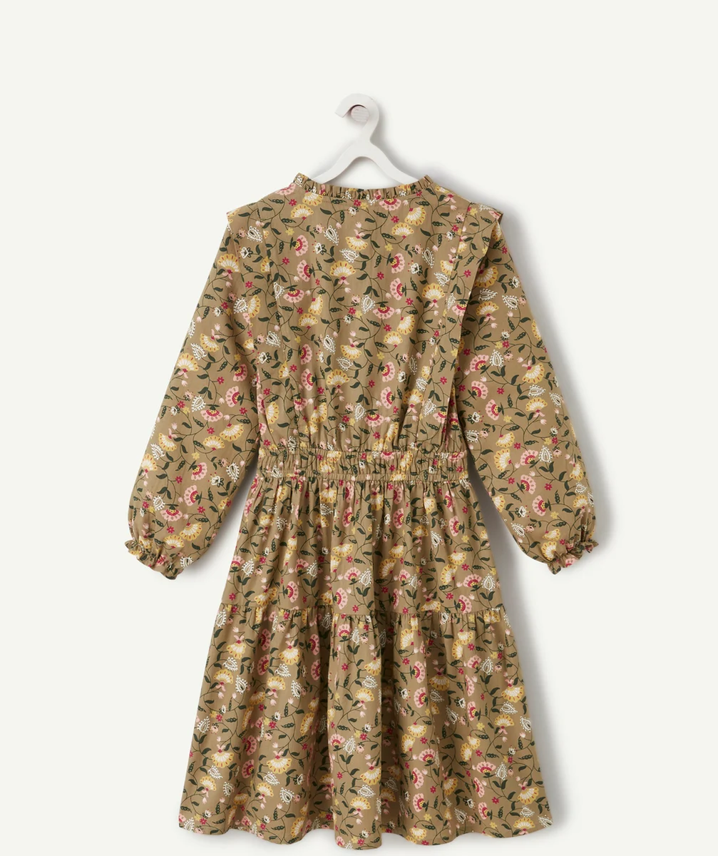 ROBE LONGUE FILLE VERTE AVEC IMPRIMÉ FLEURI