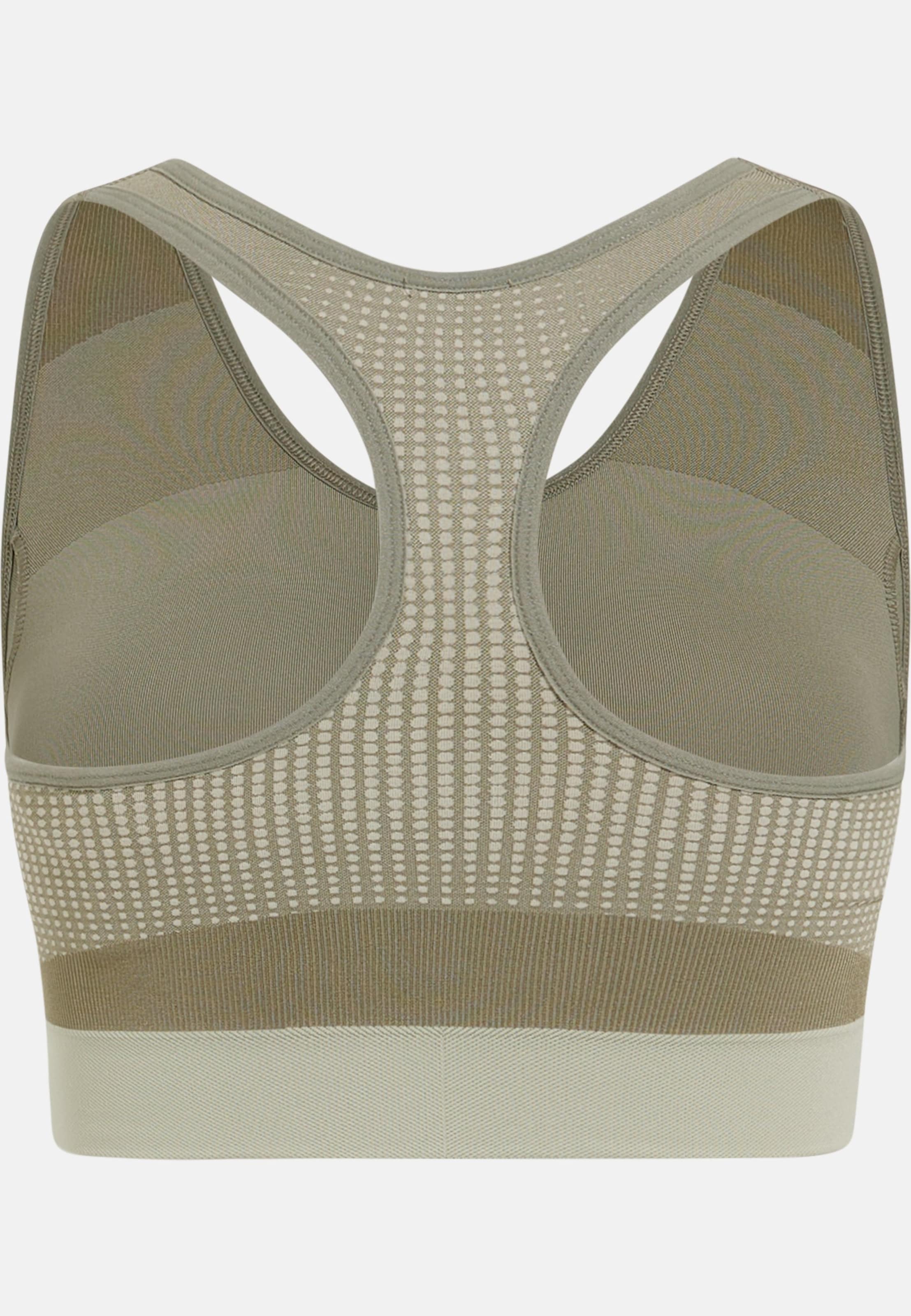 Seamless Sport-BH mit Reissverschluss und starkem Halt in agate gray - vetiver