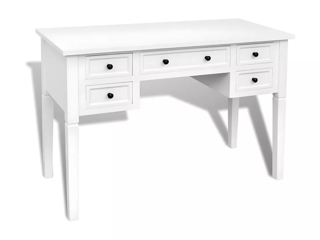 Bureau blanc à 5 tiroirs