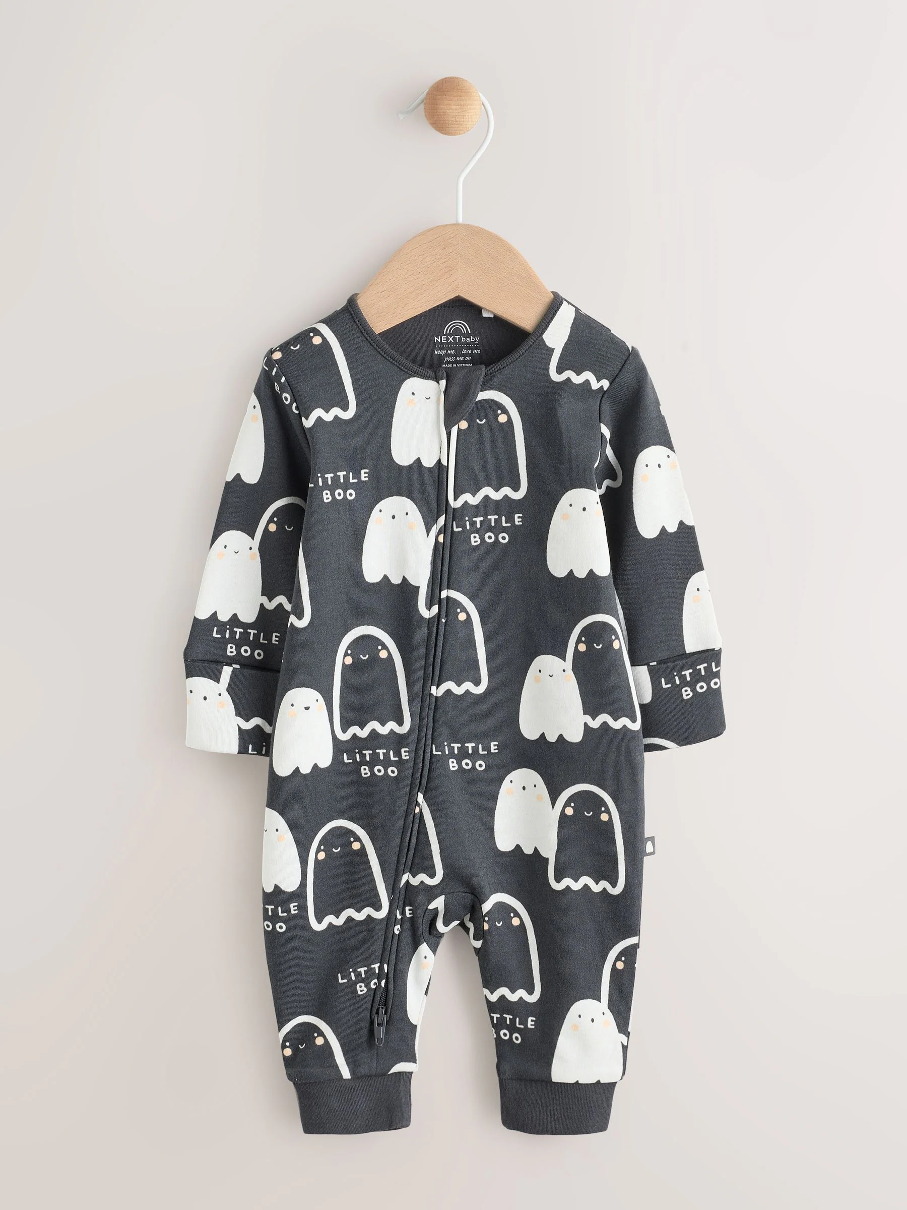 Zwart - Glow-in-the-dark Halloween-babypyjama met tweewegrits (0mnd-2jr)