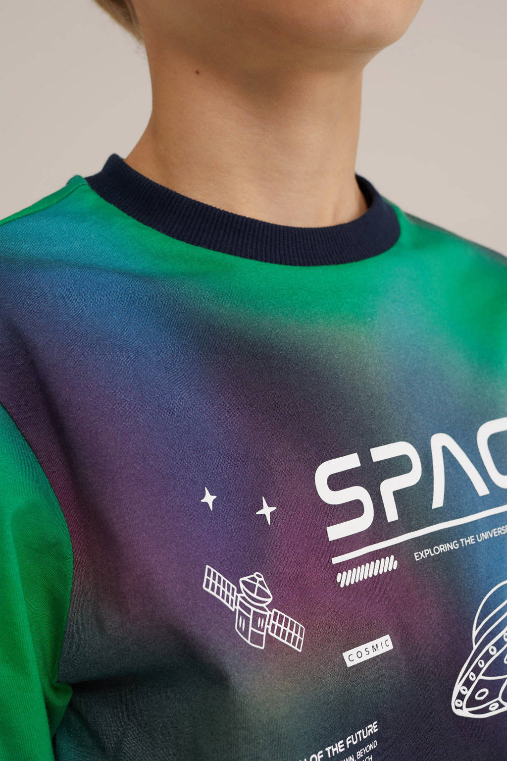 WE Fashion longsleeve groen/paars