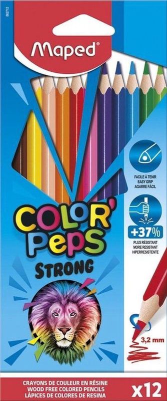 Maped - Strong Color'Peps - Kleurpotloden - Ergonomisch - Kartonnen Etui met 12 Potloden
