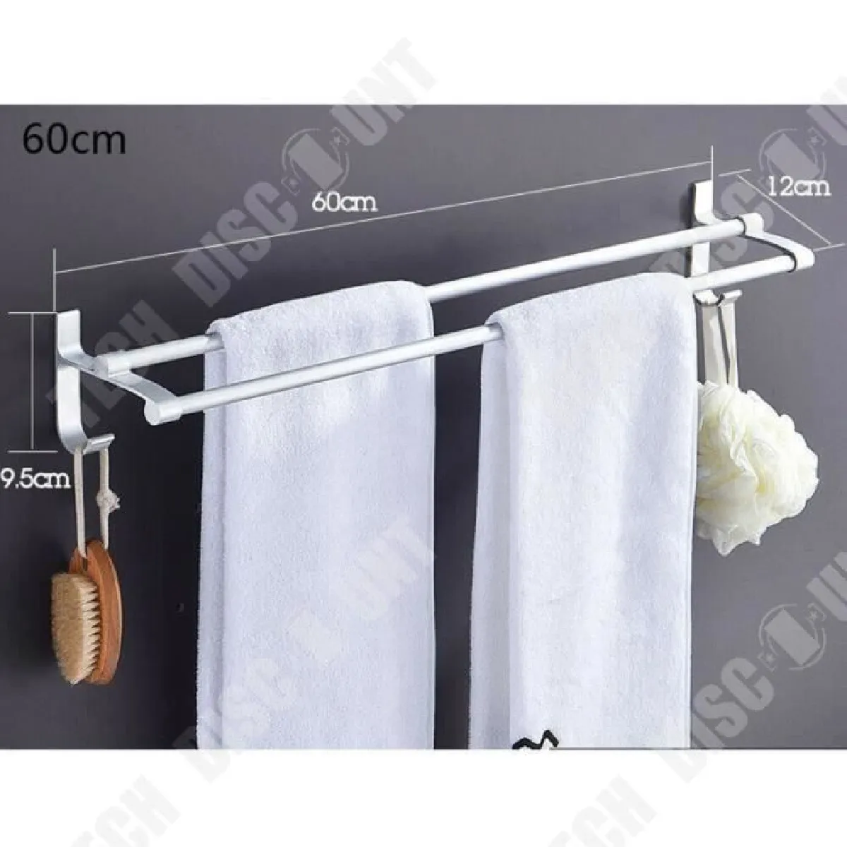TECH DISCOUNT TD® 2 Barres Porte Serviettes - Aluminium