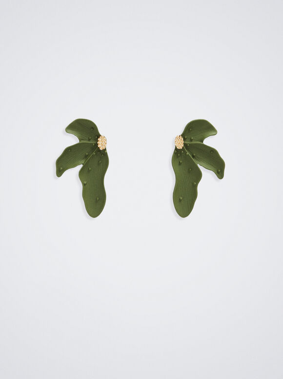 Brincos de Flor de Borracha - Cáqui
