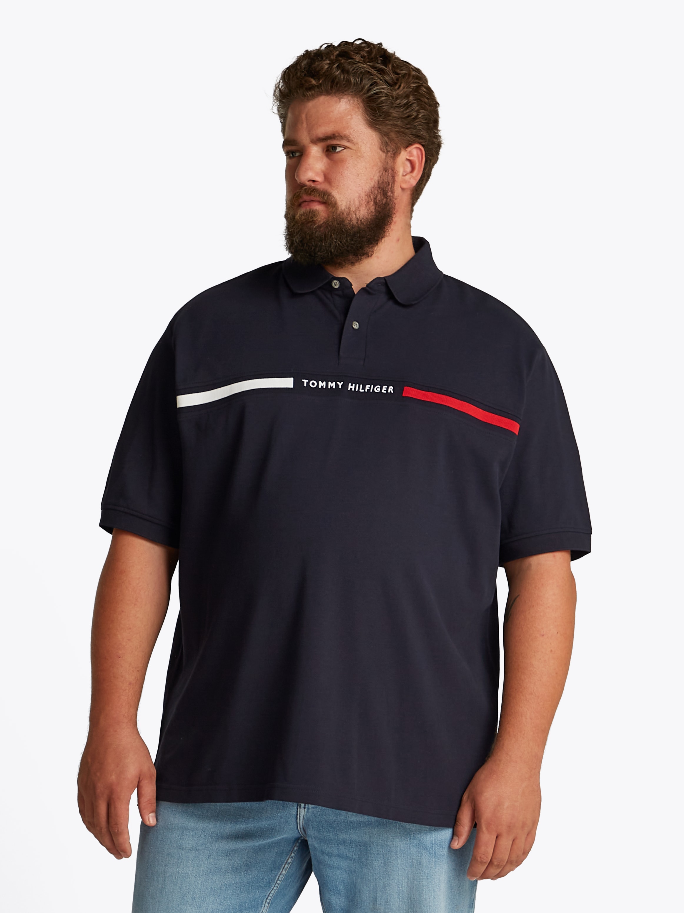 Tommy Hilfiger Big & Tall Poloshirt »BT-HILFIGER CHEST INSERT REG -B« in Grossen Grössen, Logostickerei