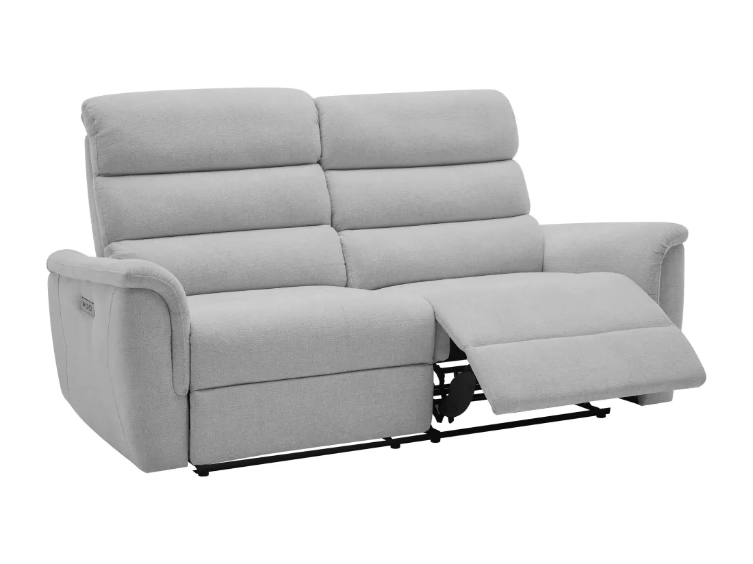 Canapé 3 places relax électrique en tissu gris clair CARTASIA