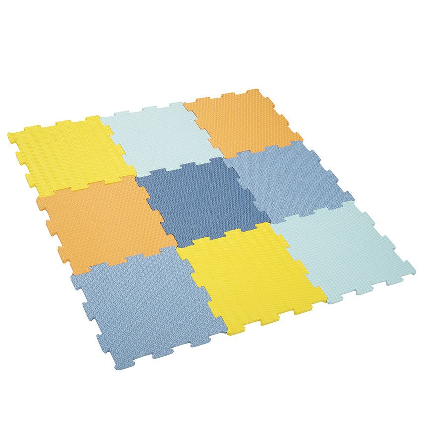 Tapis de dalles en mousse texturées 90 x 90 cm - Ecru