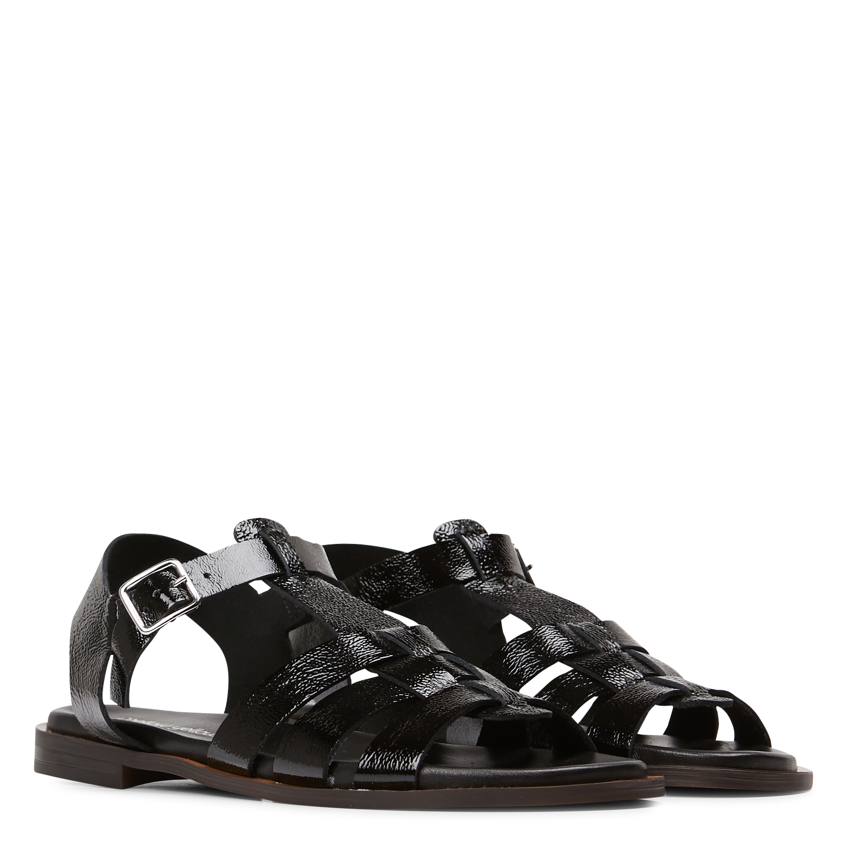 ISADORA - Sandales plates en cuir | Noir