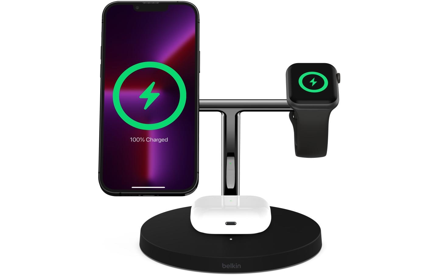 Wireless Charger Boost Charge Pro 3-in-1 15W Schwarz<br>MagSafe 3-in-1 Wireless-Ladegerät mit schneller Ladefunktion