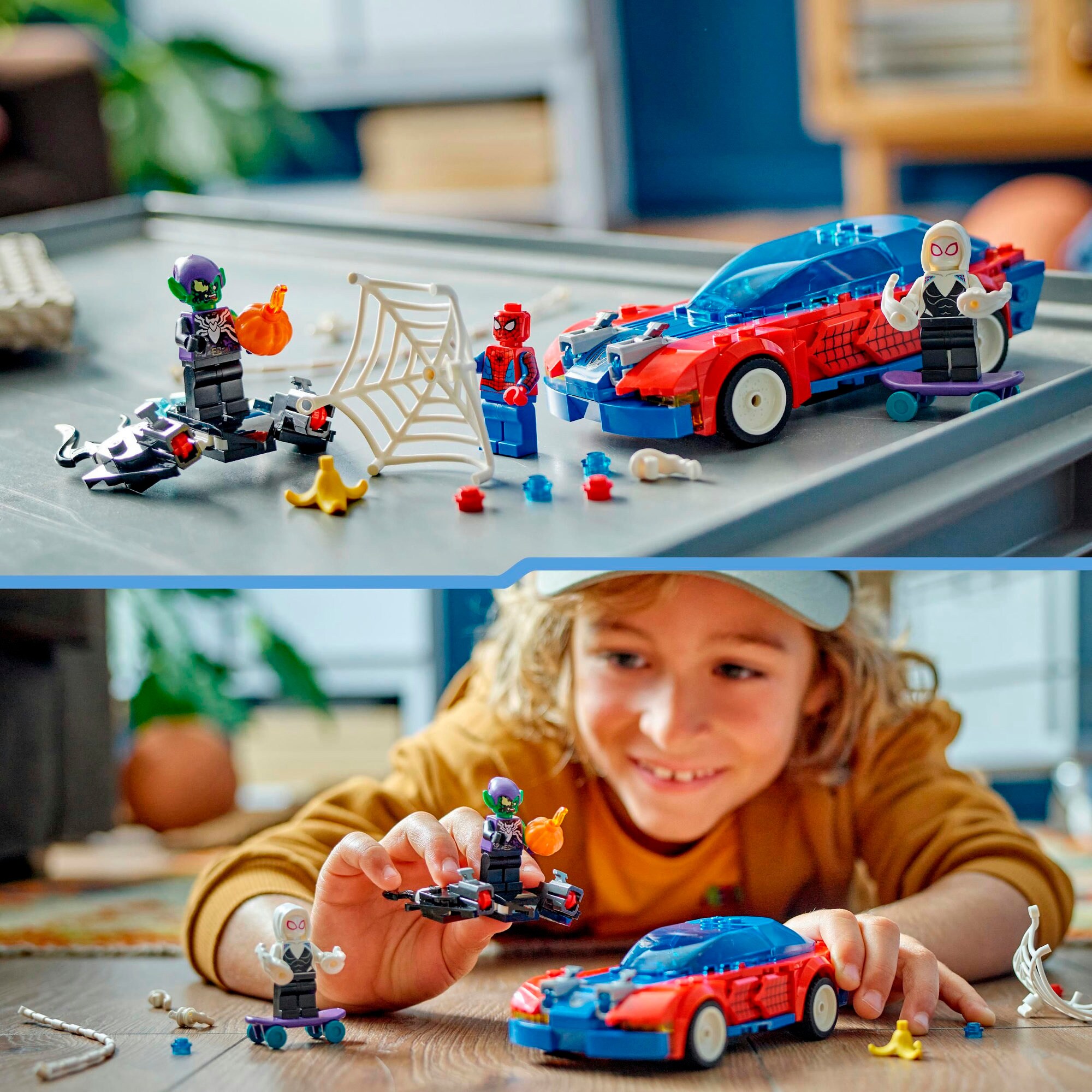 LEGO Konstruktionsspielzeug Marvel Super Heroes Spider-Mans Rennauto & Venom Green Goblin
