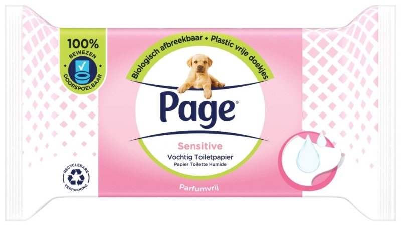 Page Vochtig Toiletpapier Sensitive Navulling 38st