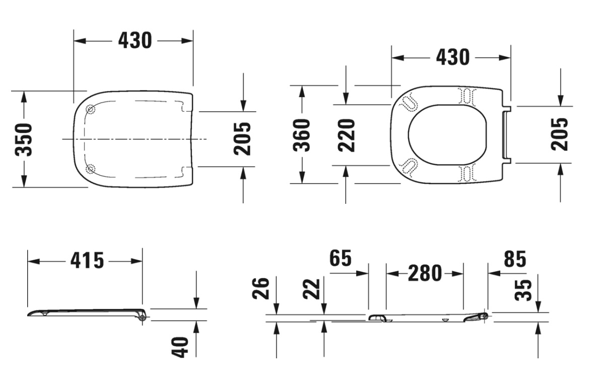Duravit D-Code toiletzitting duroplast wit glans