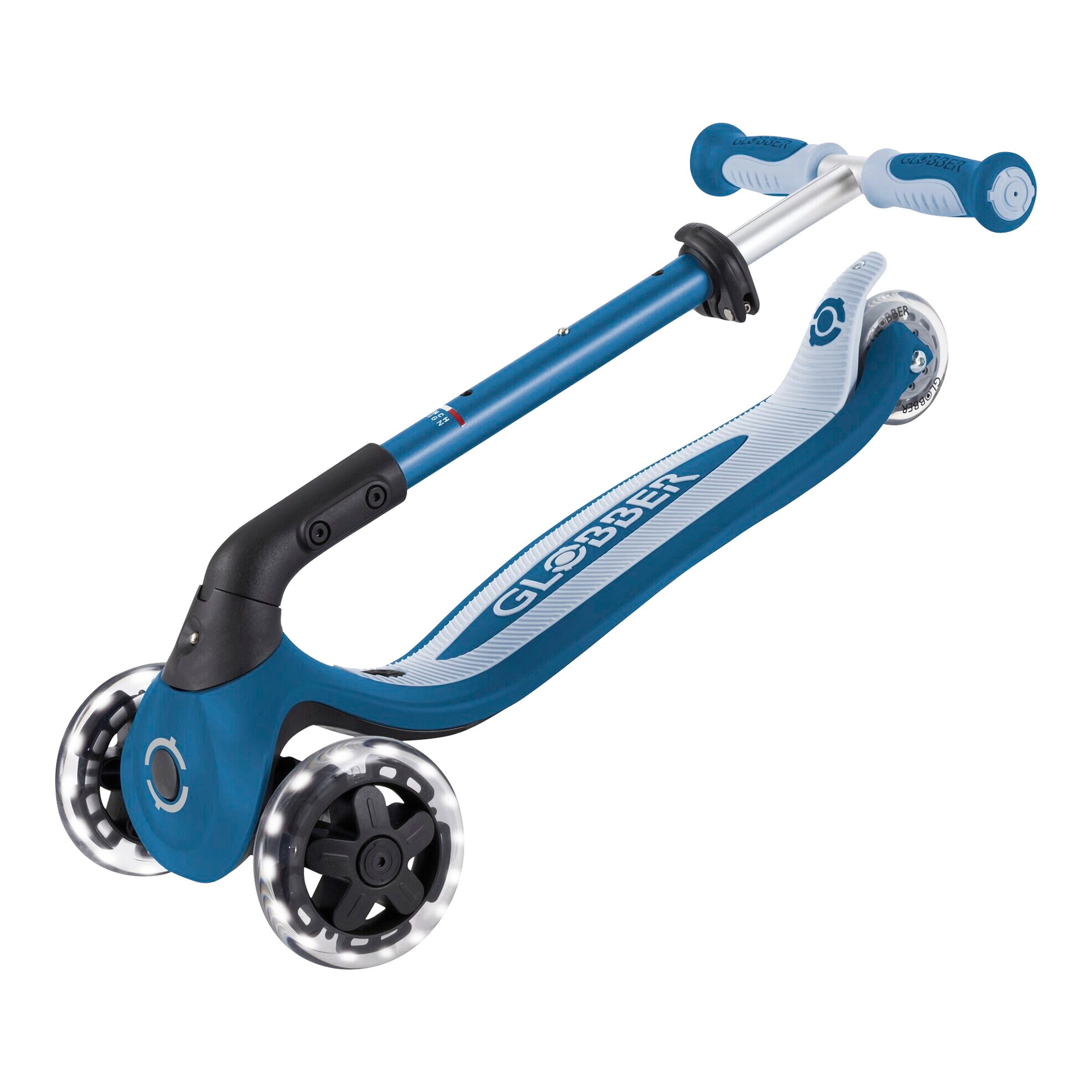 Globber Scooter 3in1 Go-Up Baby 360 mit Leuchtrollen und Leuchtmodul petrol/hellblau