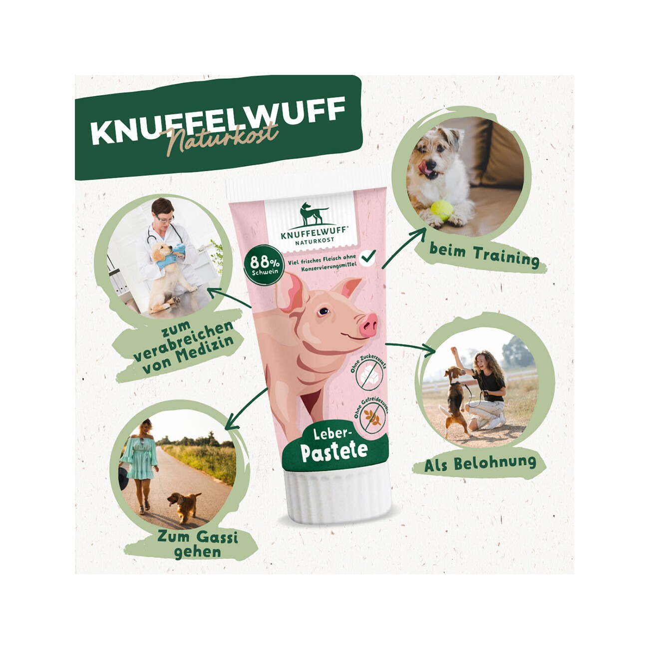 Knuffelwuff Tuben Snack Schwein, 225 g