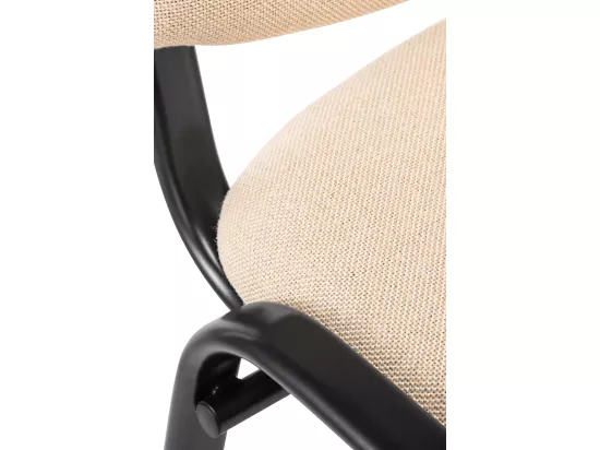 Chaise de conférence - Tissu & Métal noir mat - Crème - Ken