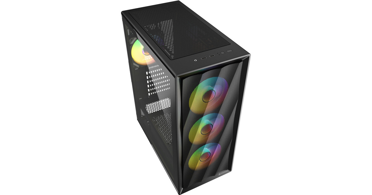 SharkoonVK4 ARGB midi tower behuizing  (Zwart | 2x USB-A | RGB | Tempered Glass)